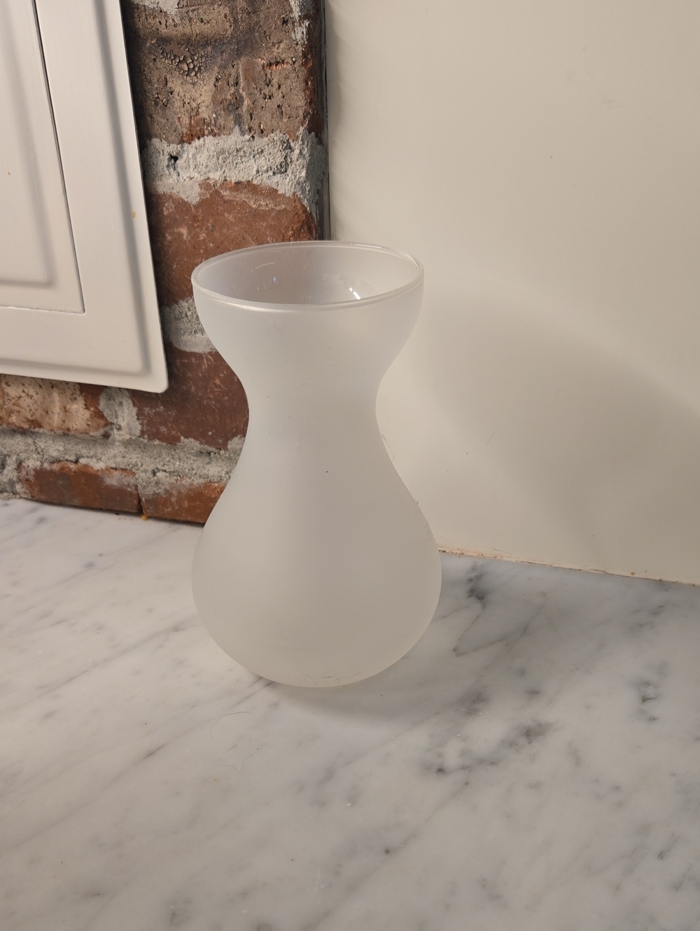 Frosted White Glass Vase - Modern Curve Design